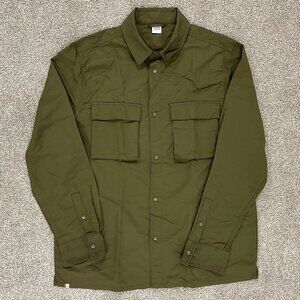 Stoic Nylon Front Pocket Button Down Utility Shirt - Men's Large - Olive
